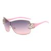 2022 Women's Frameless Rhinestone Fashion Sunglasses, One-Piece Large Frame Design