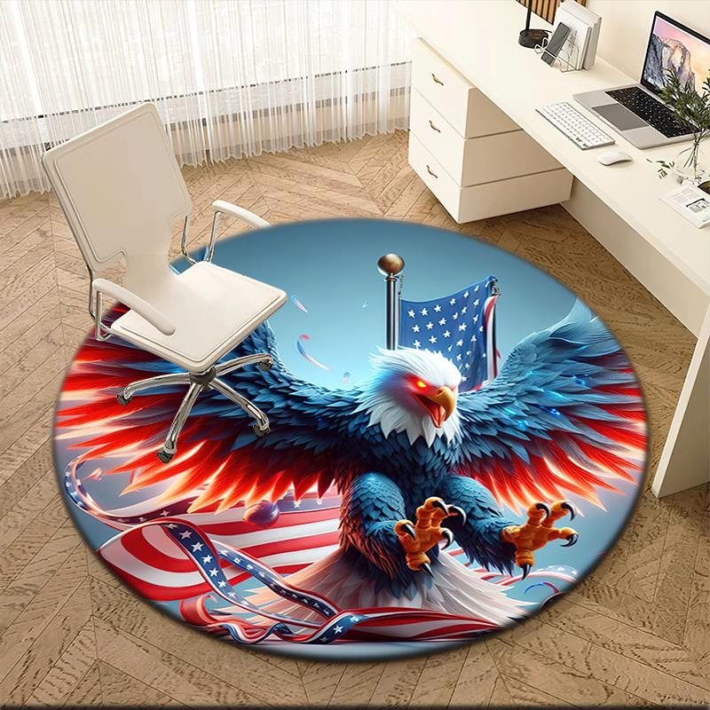1pc American Bald Eagle Poster Round carpet Painted Printed circular carpet, home door mat, outdoor travel protection carpet
