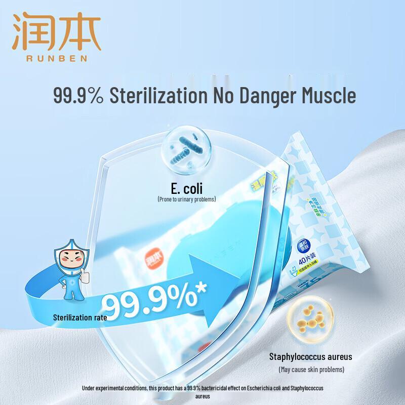RUNBEN Antibacterial Flushable Wet Wipes
