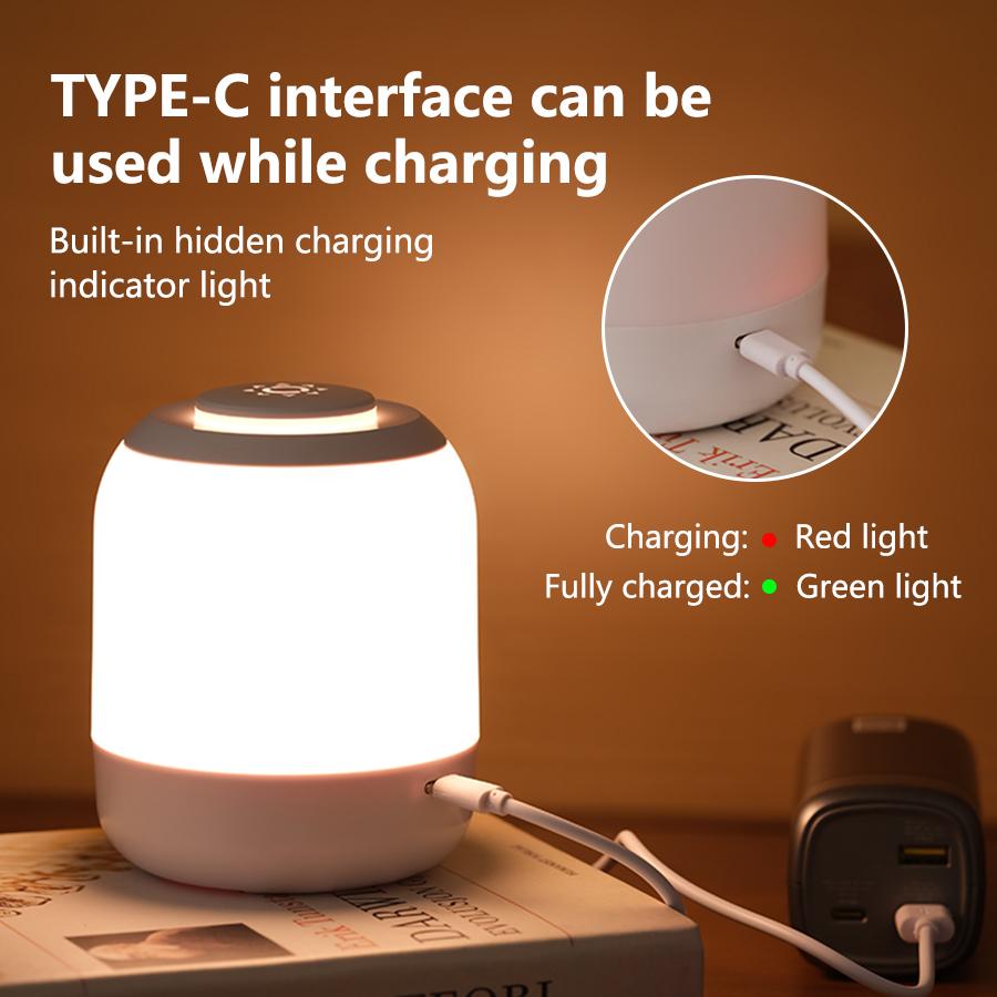 LED Night Light Touch Table Lamp Rechargeable 3 Modes Dimming Table Lamp Bedroom Eye Protection For Kids Gift LED Book Lamp