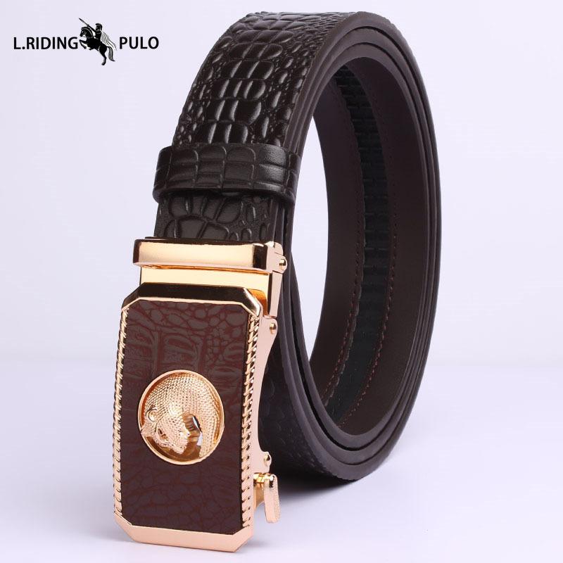 Crocodile Leather Men's Belt Automatic Business Casual Belt Belt High-grade First Layer Cowhide Fashion Belt