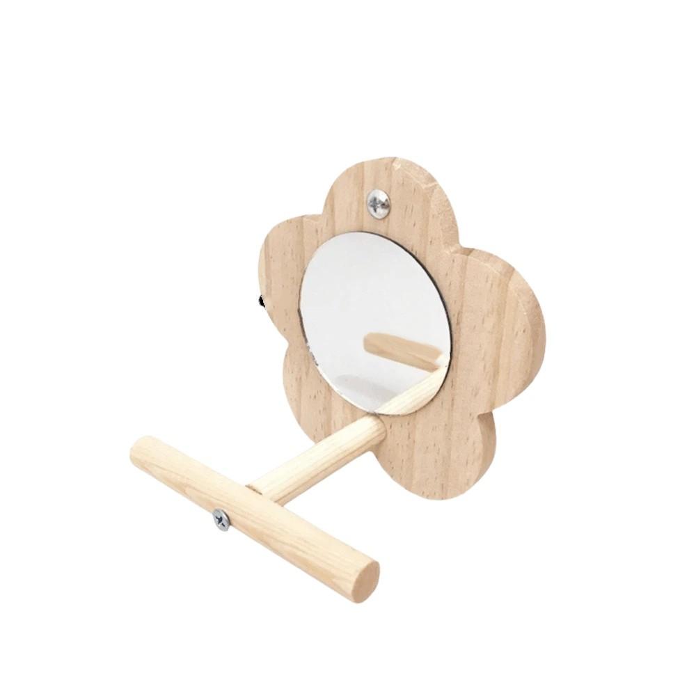Bite Resistant Bird Flower Mirror Toy Moon-shaped Parrot Swing Stand  For Small Parrot