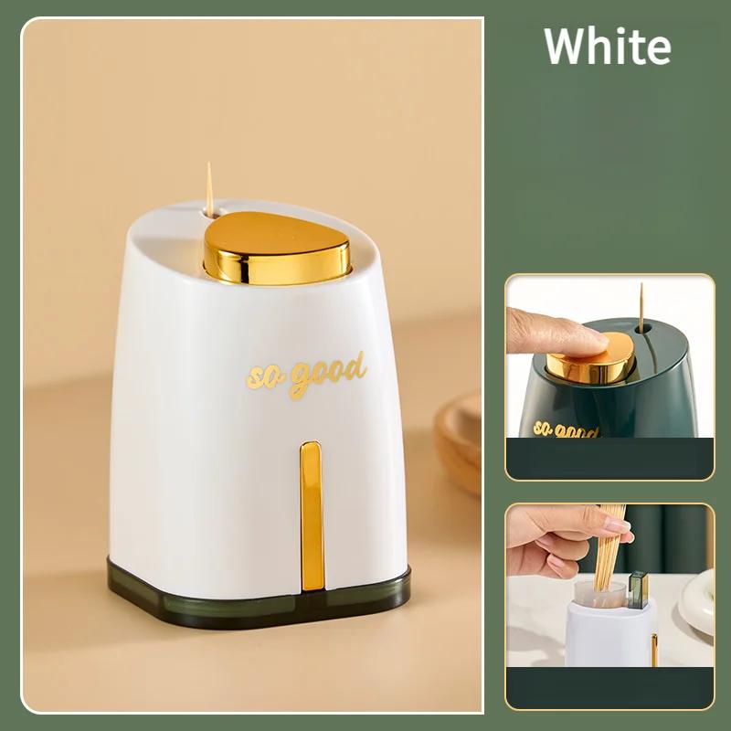 

Toothpick Dispenser Environment-Friendly Material Press Type Toothpick Holder Home Split Design For Storage Toothpick Box білий