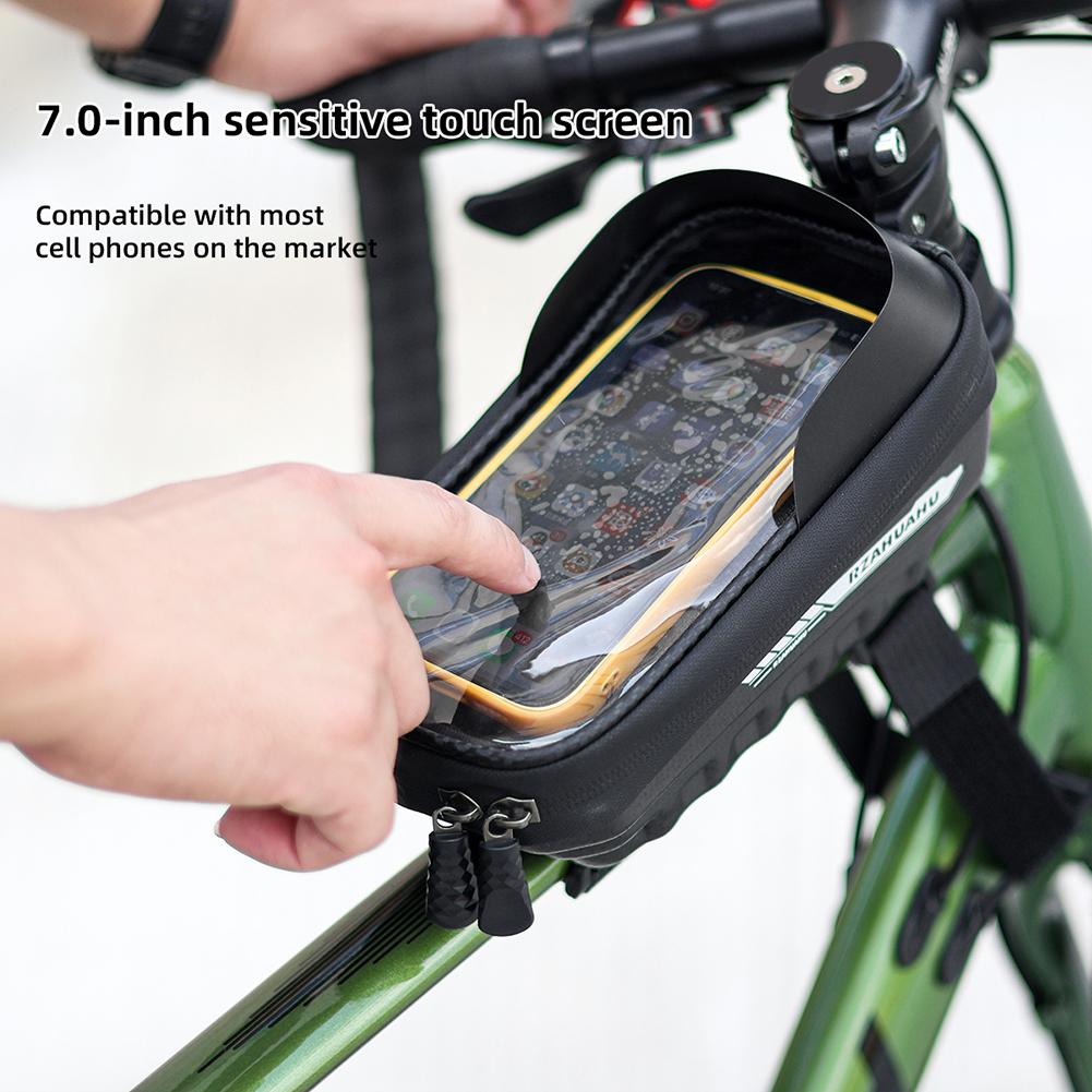 RZAHUAHU Bicycle Bag Waterproof Touch Screen Cycling Bags MTB Bike Top Front Tube Frame Bag 7.0inch Phone Case Bike Accessories