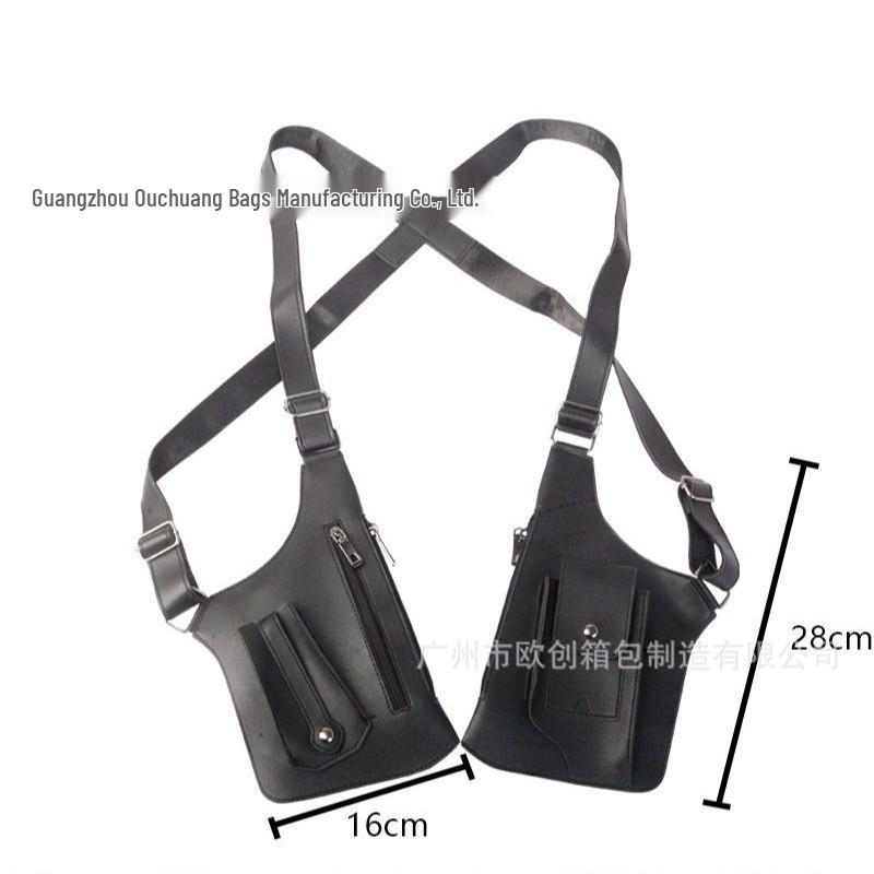 Кожаная сумка парикмахера с ремнем для стилистов, Портативный износостойкий жилет для стрижек Coffee