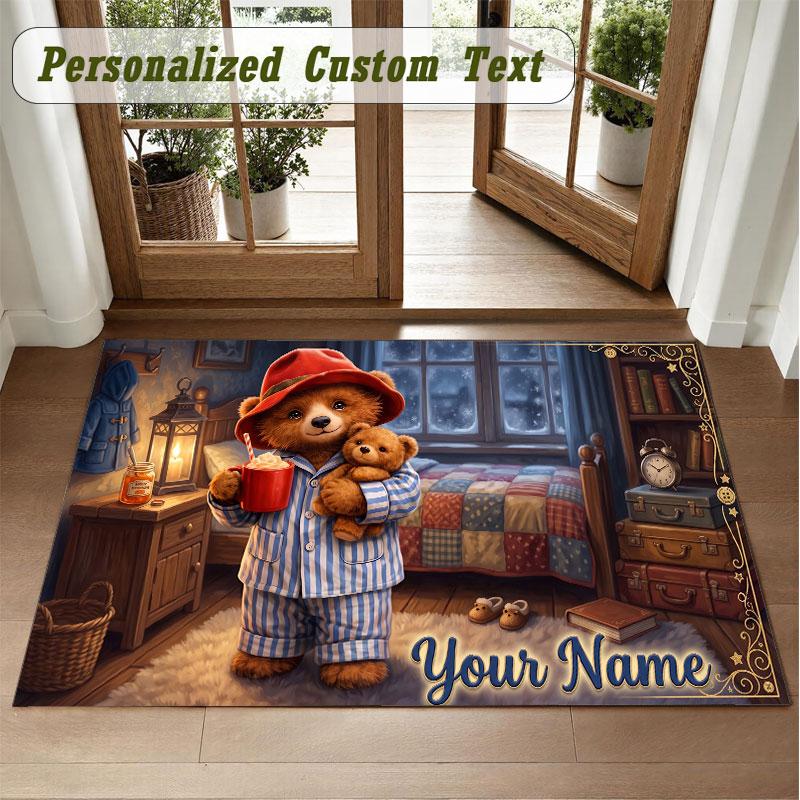 Crystal Velvet Square Rug Custom NamePaddington Pattern Non Slip Home Floor Decor Rug
