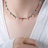 Dopamine Beaded Round Pendant Necklace: Titanium Steel Temperament Lock Chain