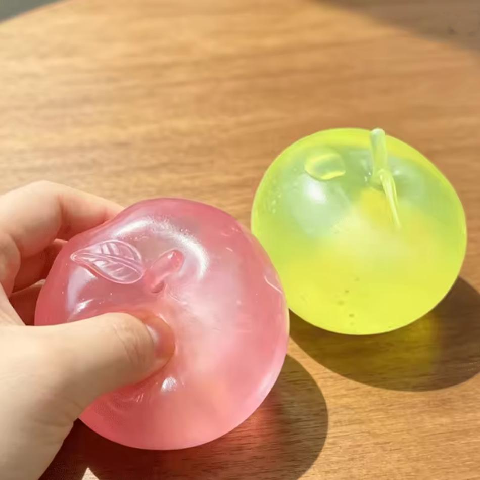 Smooth Texture Crystal Apple Stress Ball, Ultra-Thin Soft Skin Sensory Toy, Offi Relaxation Anxiety Relief Gift
