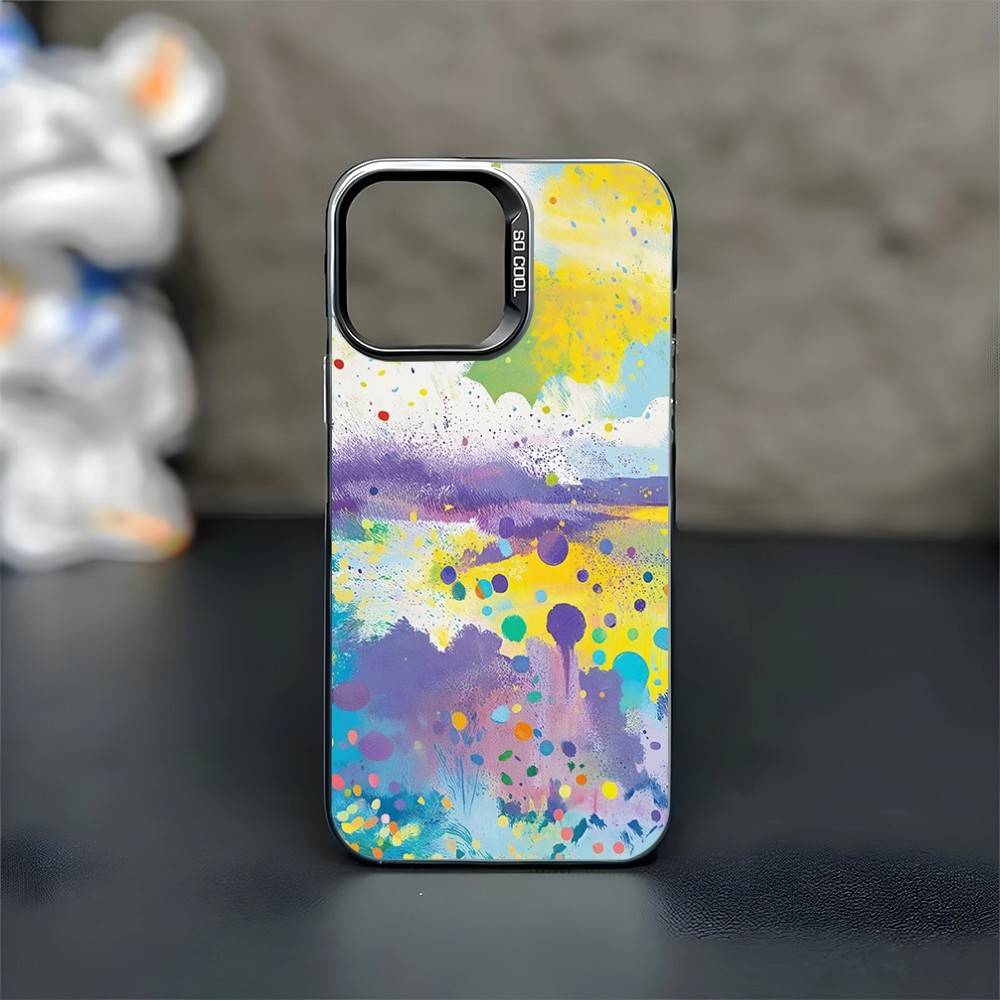 Painting Phone Case For iPhone17,16,15,14,13,12,11 Plus,Pro Max Black Matte Shockproof Cover