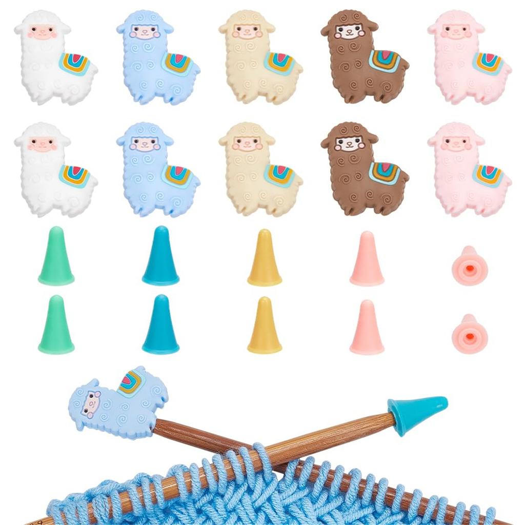 30PCS Sheep Like Knitting Needle Stopper Needle Point Protectors Needle Tip Stoppers for Hand Knitting Quilting Craft