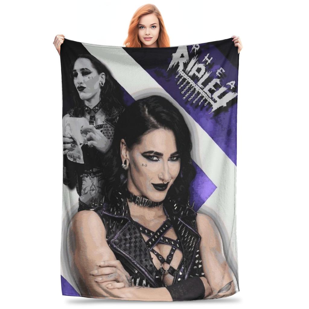 Flannel Throw Blanket She Is My Mami! Rhea Ripley Bootleg Wrestler Warm Plush Blankets Soft Bedspread for Livingroom Home Couch