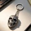 Small Punk Decoration 3D Printed Skull Keychain, Detailed Skeleton Key Ring Pendant for Cool Trendy Toy Bag Backpack, Spooky Accessory, Halloween Gift