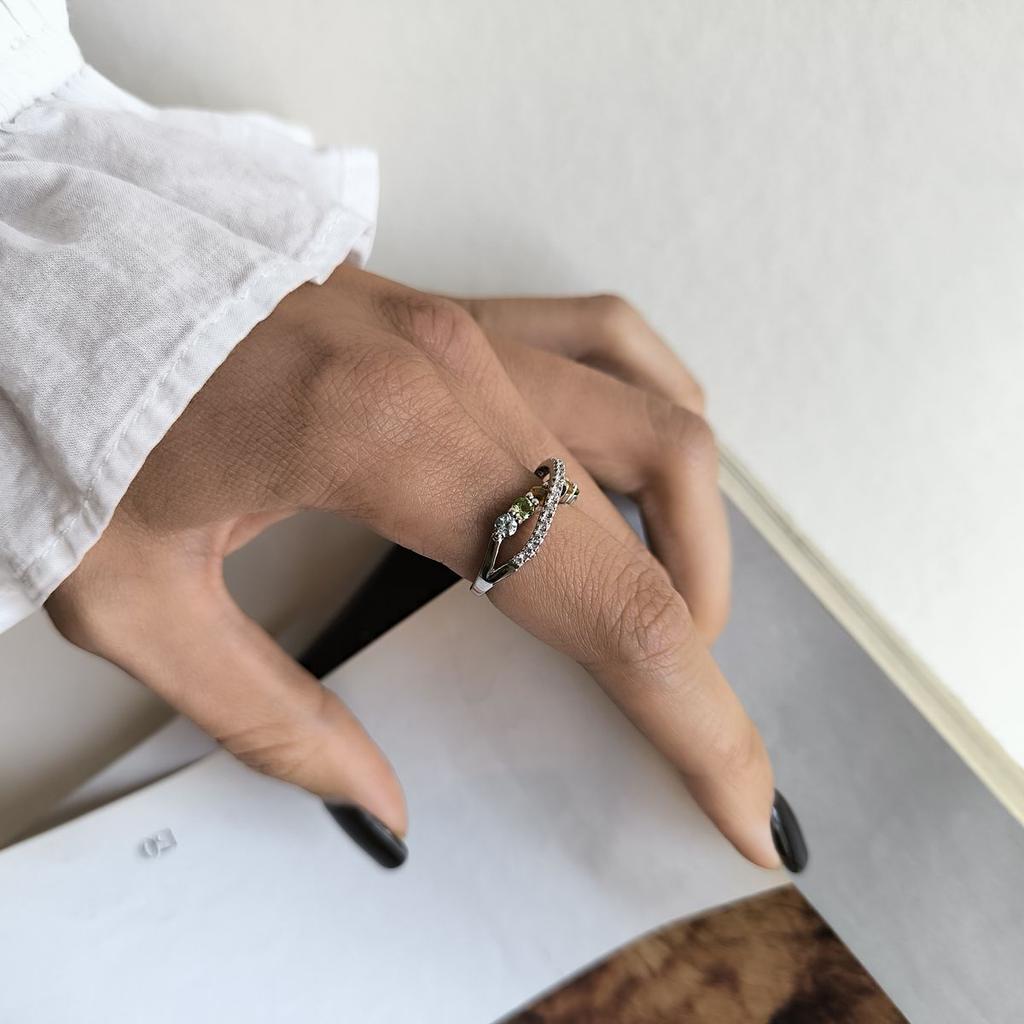 Серебряное кольцо с натуральным аметистом 1.117ct, цитрином, хризолітом, топазом, вес изделия 3,43 гр (2193258)