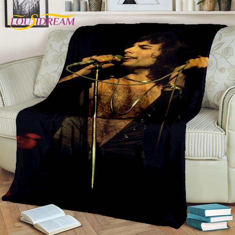 Queen-Rock-Band 3D Freddie Mercury Blanket,Soft Throw Blanket for Home Bedroom Bed Sofa Picnic Travel Office Cover Blanket Kids