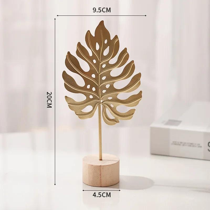 Golden Ginkgo Leaf Feather Metal Model Figurines Manual Desktop Crafts Ornaments Photo Props Statues Sculptures Home Decoration