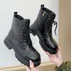 Black Martin Boots Women's Autumn and Winter New Versatile Small Thick-soled Cotton Boots