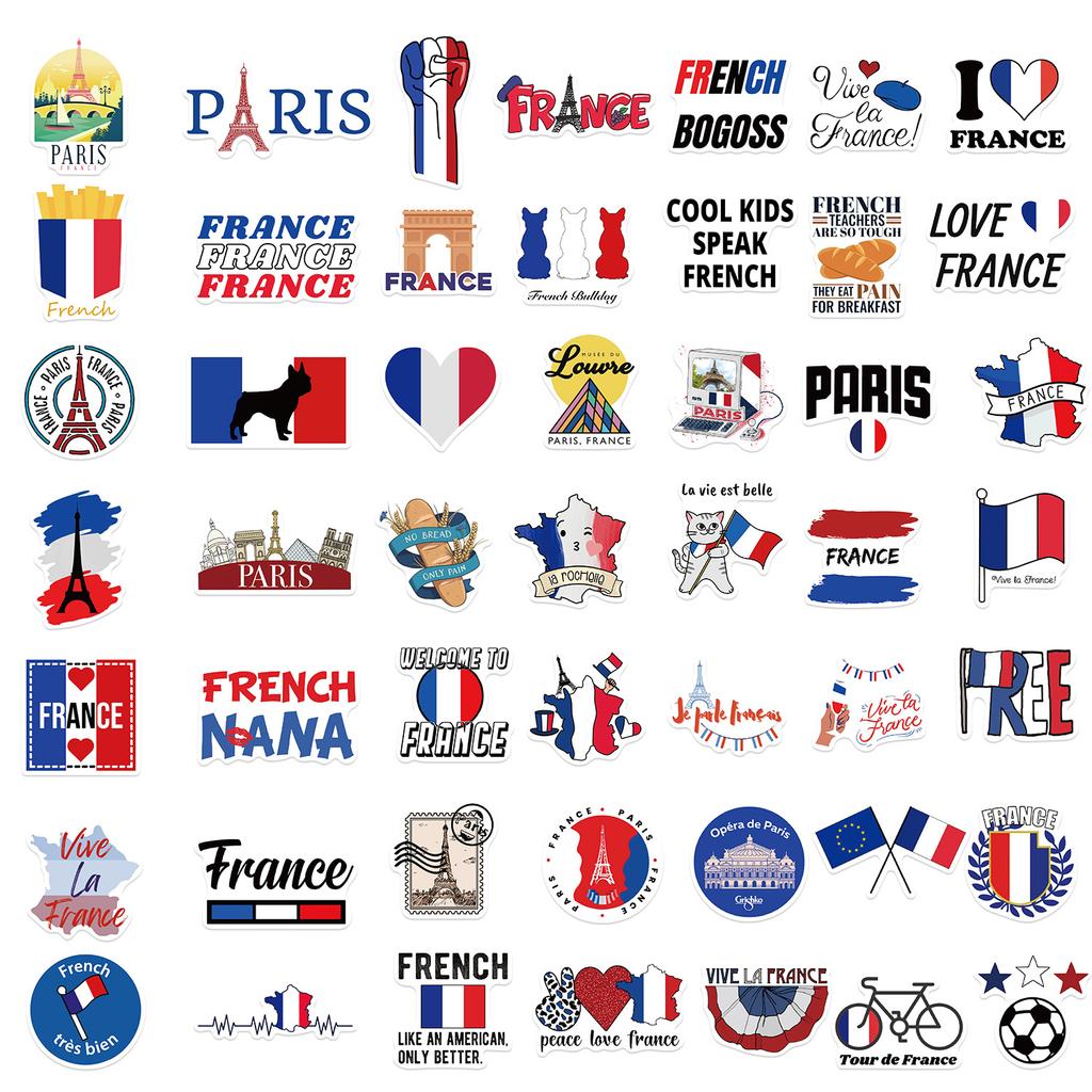 50 City French Graffiti Stickers Guitar Laptop Suitcase DIY Waterproof Stickers