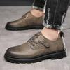 Lederschuhe für Herren Business Casual Atmungsaktiv Britisch Grün Martin Schuhe Weiche Sohle Arbeitsschuhe Vielseitige Vaterschuhe