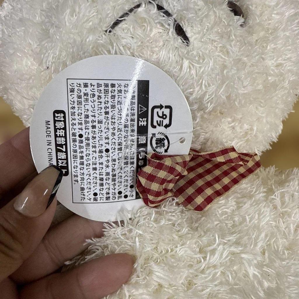 [USED] White teddy bear with ribbon