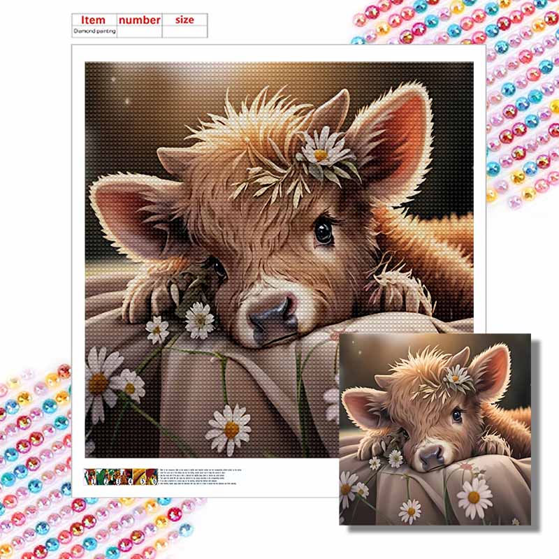 New Arrival 5D DIY Full Circle Diamond Painting "Cute Calf" Embroidery Cross Stitch Home Decor Gift