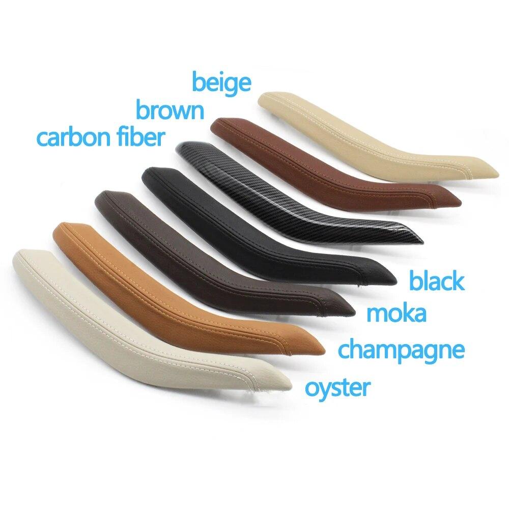 Car Interior Passenger Doors Pull Handle Outer Leather Cover Replacement For BMW X5 X6  F15 F16 2014-2018