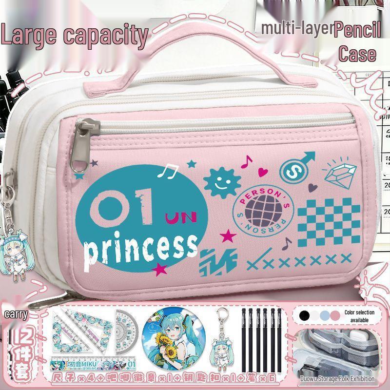 Astuccio Grande Capacità Hatsune Miku per Studenti e Ragazze - Borsa Portatile