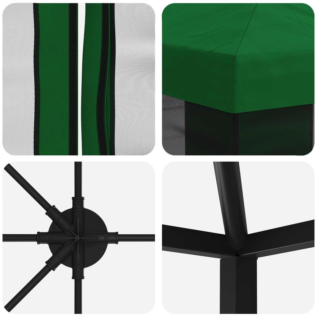 Pavilion with Side Walls 6 X 3 M Green Polyester and Steel 190