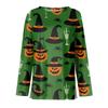 Women Fashion Long Sleeve Crew Neck Top Halloween Print Split Hem Casual Blouse Lightweight Comfortable Fit