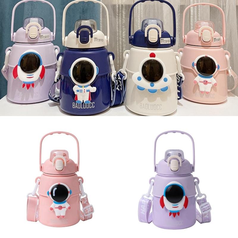 Hseen 2023 New Children's Insulated Cup Cute Cartoon Straw Cup Stainless Steel 850ml Capacity