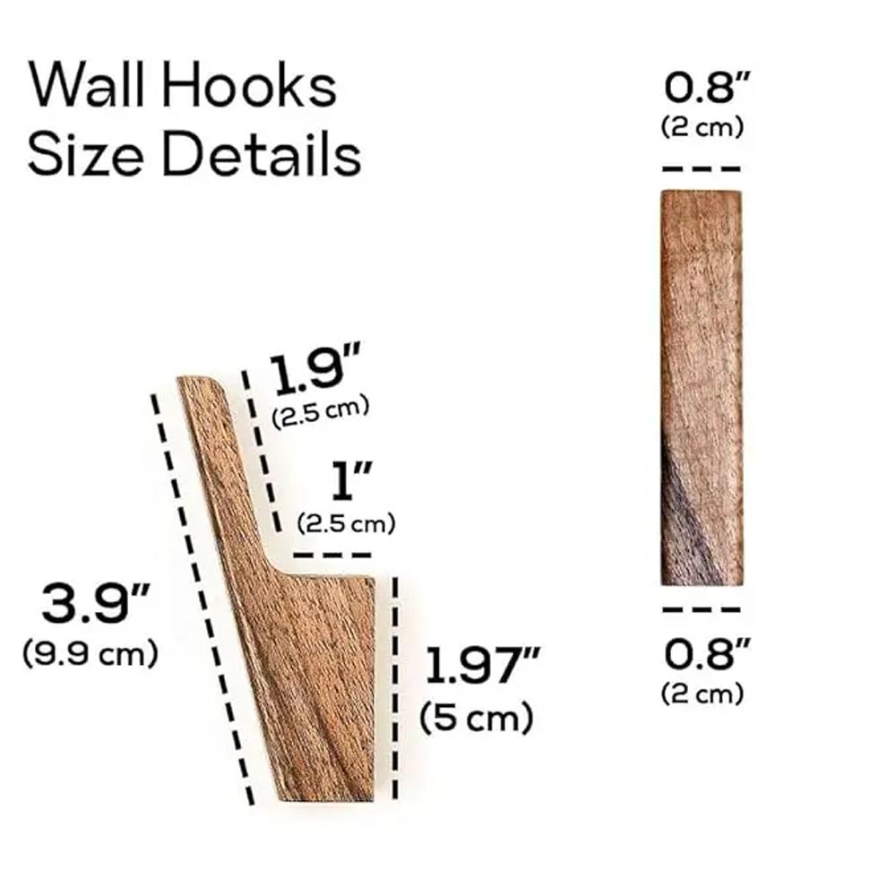 Wooden Coat Hook Wall Hooks, Heavy-duty Walnut Wood Hook, Decorative Key Holder Coat Rack Wall-mounted Hook Clothes Hanger