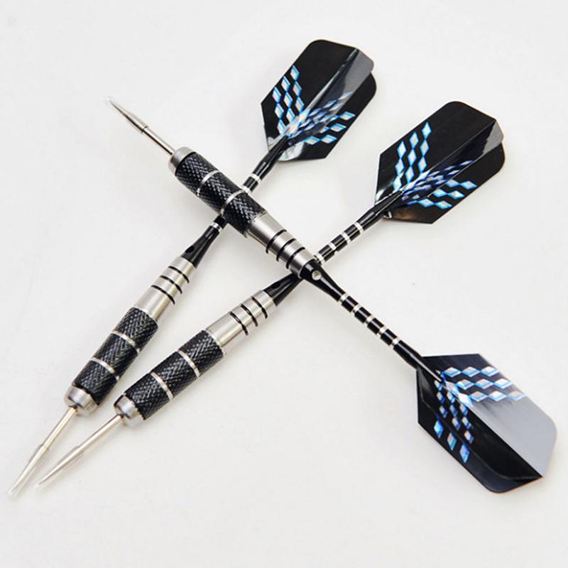 Set da 3 pezzi di dardi in metallo di alta qualità in ferro inossidabile 22G Allenamento da competizione Asta in alluminio nero Aletta laser Intrattenimento