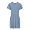 Amerikanischer Stil Schlankes Rundhals-Kurzarm-Bodycon-Kleid - Damen Stretch, Sexy, Reine Begierde Kurzer Rock