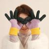 Long Autumn and Winter Touch Screen Korean Finger exposed Cute Knitted Wool Gloves for Winter Windproof Thickened Warm Gloves