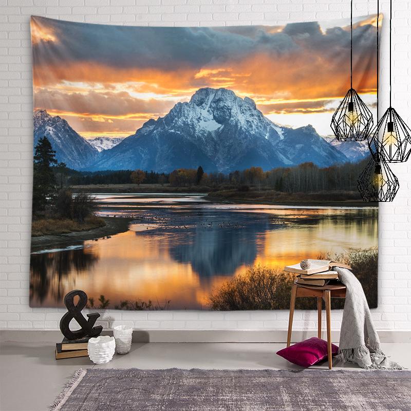 Tapestry of natural beauty Lake boat background wall art tapestry Dormitory room aesthetic decoration Bedroom home decoration