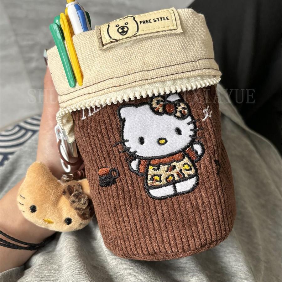 KT Cat Embroidered Multifunctional Pencil Holder & Makeup Bag