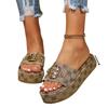 Fashion Women Luxury Floral Decor Slide Sandals Summer Platform Casual Thick Flat Soles Outdoor Beach Office Party Sexy Elegant Spring