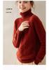 Women's High Neck Cable Knit Cashmere Sweater, Slimming Long Sleeve Thick Pullover for Autumn and Winter