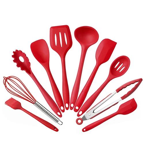 

Silicone Cooking Utensils Set of 10, Kitchen Utensils for Nonstick Cookware, Kitchen Tools Set - BPA-Free, Dishwasher Safe красный