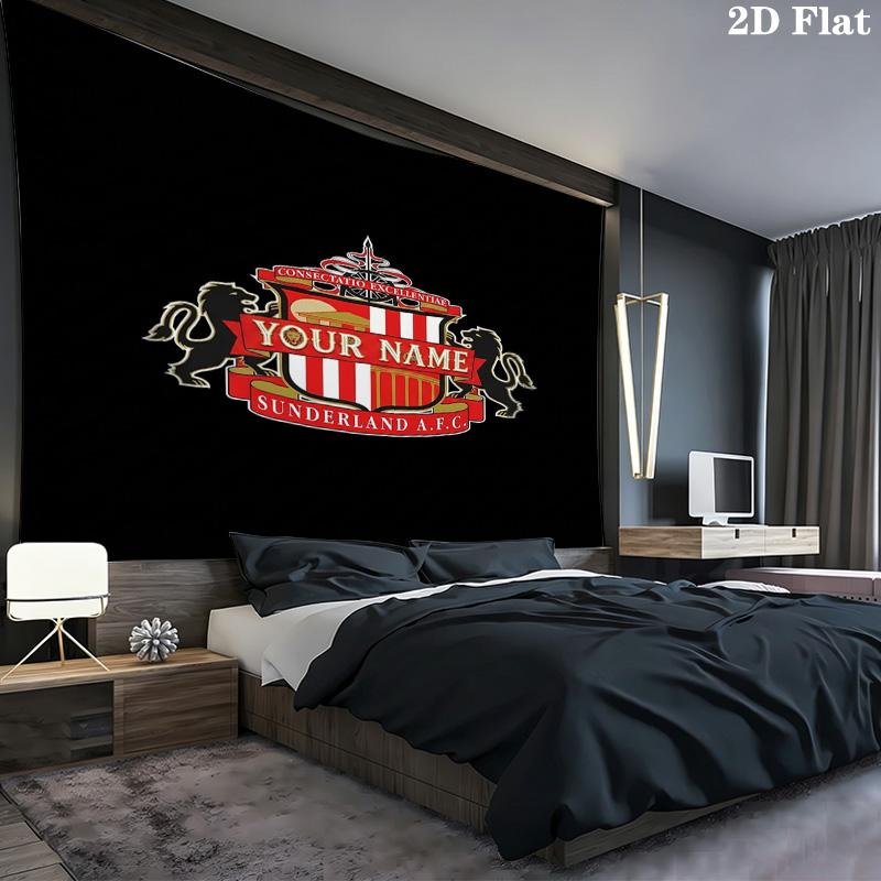 Sunderland Afc Crest Custom Name Wall Tapestry Aesthetic Wall Hanging Printed Fabric Blanket Decorative Tapestries For Bedroom Living Room Home Decor