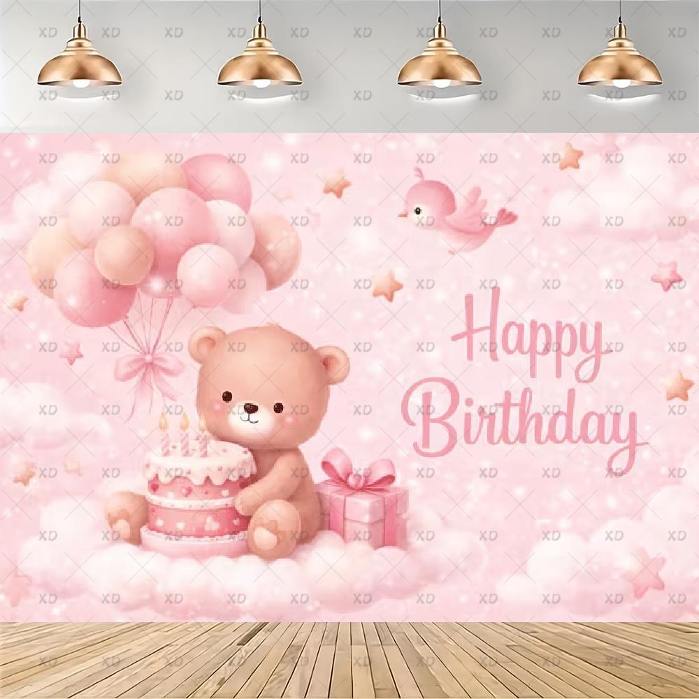 Pink Teddy Bear Photography Backdrop Sweet Dreamy Birthday Party Decoration Background Baby Shower Photo Booth Banner Supplies