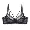 French Ultra-Thin Sexy Lace Bra Set, Underwire Minimizer Side Gathering Sheer Women Lingerie Set