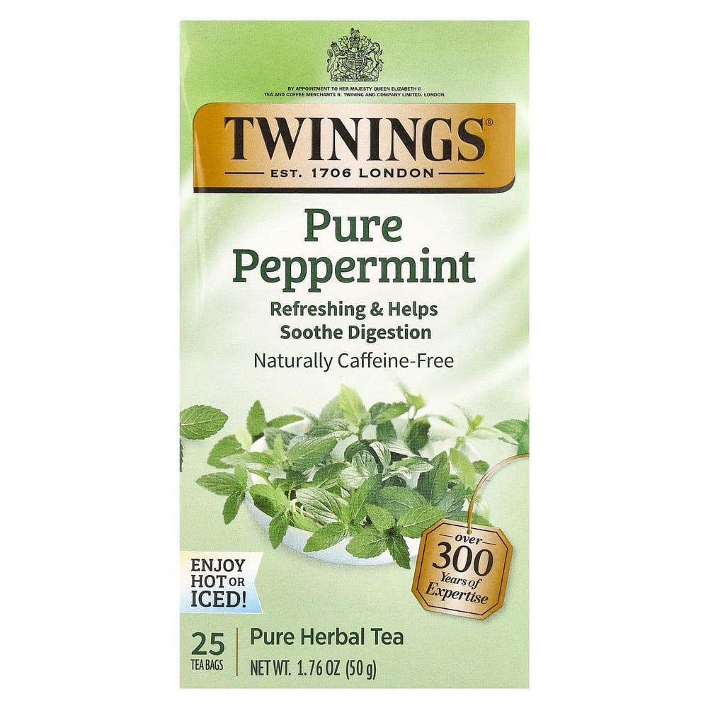 Twinings Pure Peppermint Herbal Tea, Caffeine-Free, 25 Tea Bags, 50g (1.76oz)