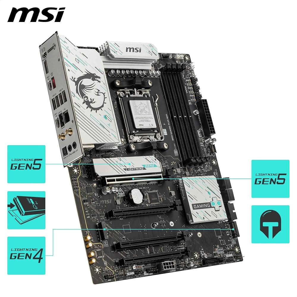 MSI B850 Gaming Plus WiFi Motherboard, ATX - Supports AMD Ryzen 9000/8000/7000 Processors, AM5 - DDR5 Memory Boost 8200+ MT/s (OC), PCIe 5.0 X16 & 4.0