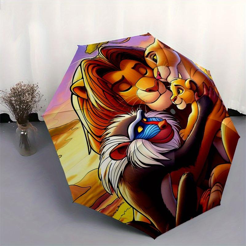 1 Auto Open Lion King, Family Themed Colorful 8-rib Portable Umbrella for Men and Women, A Compact Commuting Companion Suitable for Daily Dr