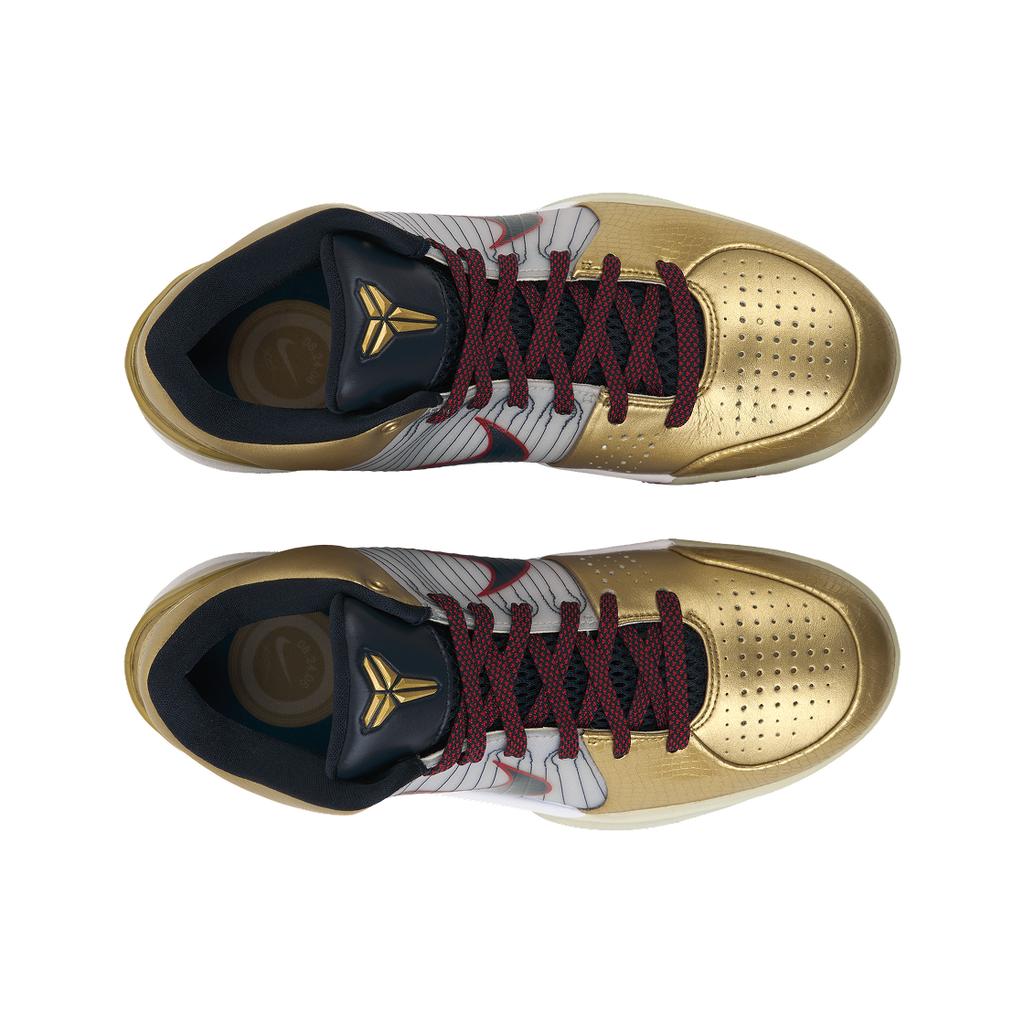 Nike Scarpe da Ginnastica Unisex Zoom Kobe 4 Protro Medaglia d'Oro 2024 Bianco Ossidiana Scuro Rosso Varsity FQ3544-100