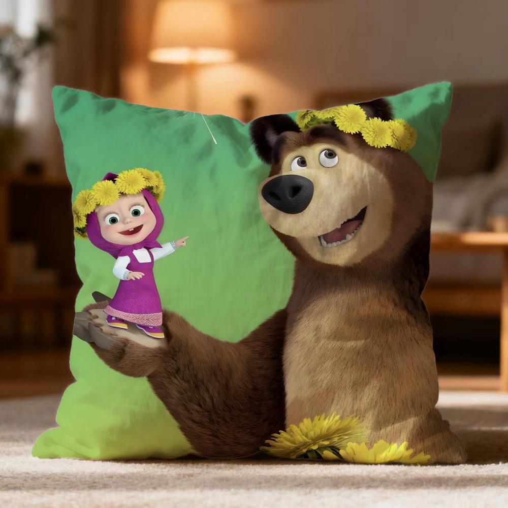 

Модна наволочка M-MMasha and the Bear, м яка, що миється, для подушки, багатофункціональна для дивана, ліжка, подорожей, офісу 40cmx40cm