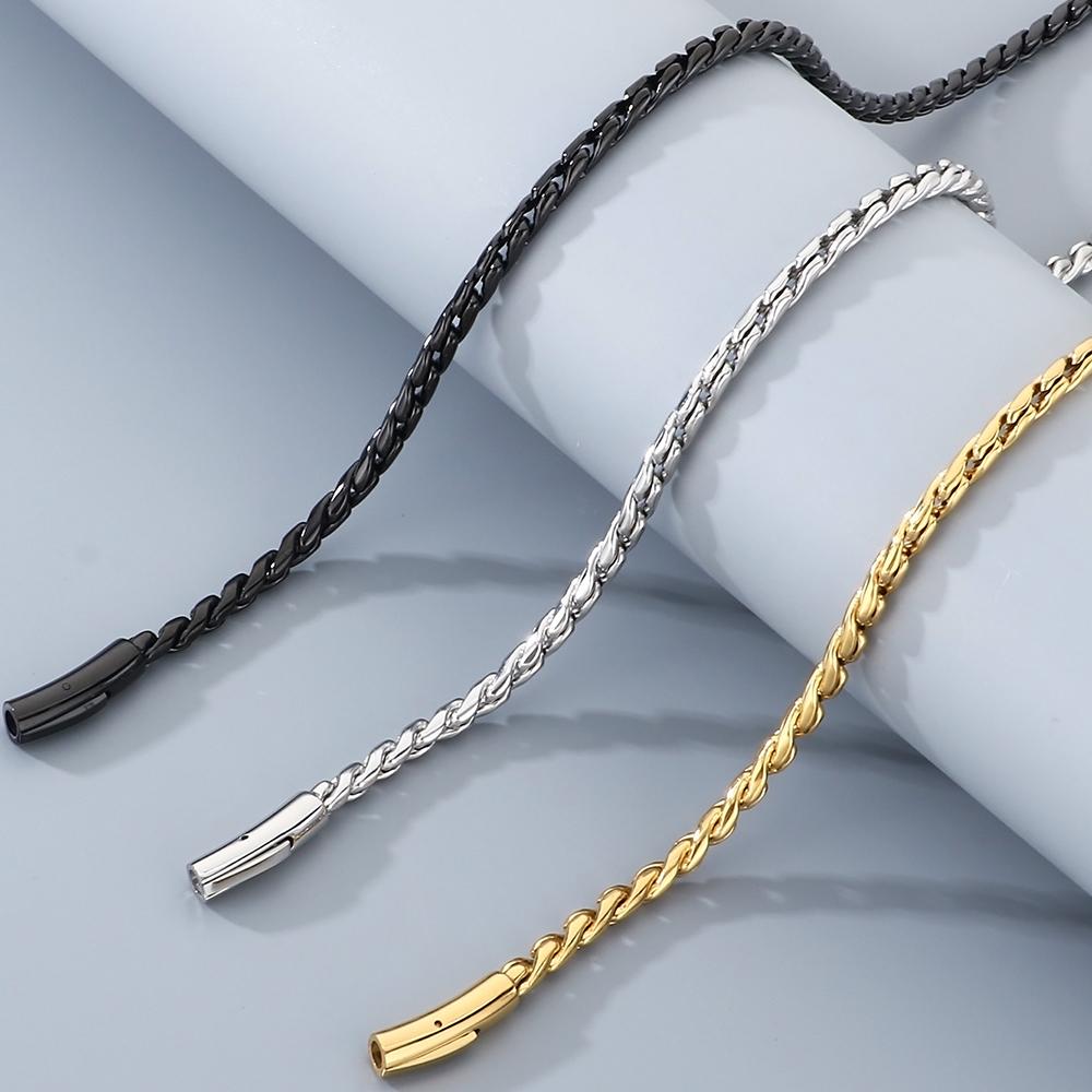 Geflochtene Edelstahl Gliederkette Halskette Herren 65CM Länge 4MM Breite Herrenketten Halsketten Schmuckzubehör Choker Mann Männlich