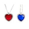 Collier Pendentif Cœur Bleu, Collier Cœur Fausse Pierre Diamant, Bijou Romantique Scintillant Cadeau pour Femme Épouse Petite Amie Accessoire de Soirée