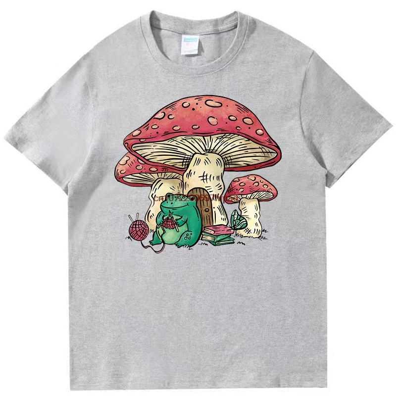Cute Featuring A Mushroom House And A Frog Fashion Graphic T Shirts Summer Cotton New Shirts And Tshirts Unisex Print T Shirt