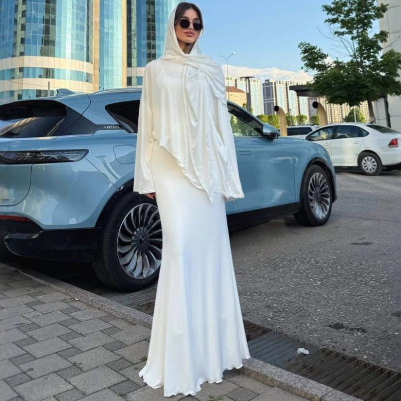 2025 Autumn Festival Europe and America Loose and Comfortable Versatile Commuter Long-sleeved Top Long Skirt Solid Color Jacket Three-piece Women's 